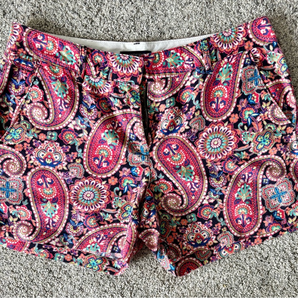 Lands' End Pink and Blue Bermuda Shorts with Paisley Print